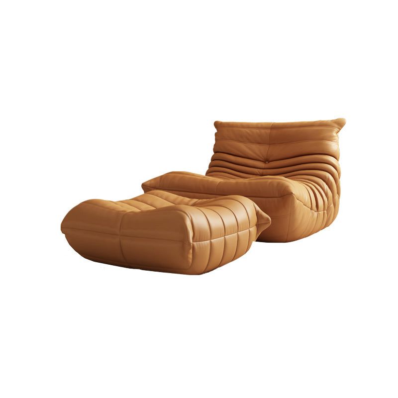 Fabric/Faux Leather Chair 33.4" L x 43.3" W x 30.3 " H Armless Chair for Living Room Orange Clearhalo 'Accent Chairs' 'accent_chairs' 'Chairs & Seating' 'furn' 'furn_accent_chairs' 'Furniture' 'furniture_accent_chairs' 'Living Room Furniture' 4970665