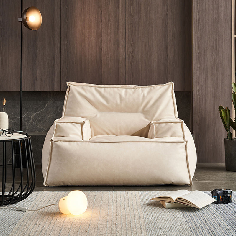 Faux Leather Arm Chair 39.3"L x 35.4" W x 25.5" H Arms Included Chair for Bedroom White Without Ottoman Clearhalo 'Accent Chairs' 'accent_chairs' 'Chairs & Seating' 'furn' 'furn_accent_chairs' 'Furniture' 'furniture_accent_chairs' 'Living Room Furniture' 4970684