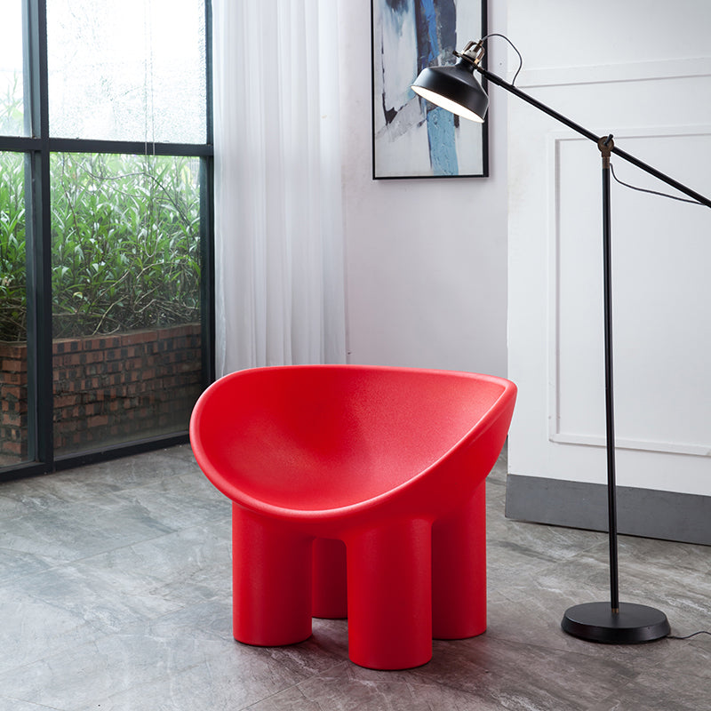 Four Leg Papasan Chair Armless Accent Chair with Fixed Back for Licing Room 25"L x 14"W x 18.5"H Red Clearhalo 'Accent Chairs' 'accent_chairs' 'Chairs & Seating' 'furn' 'furn_accent_chairs' 'Furniture' 'furniture_accent_chairs' 'Living Room Furniture' 4970758