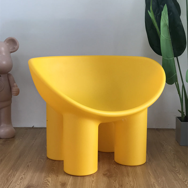 Four Leg Papasan Chair Armless Accent Chair with Fixed Back for Licing Room 25"L x 14"W x 18.5"H Yellow Clearhalo 'Accent Chairs' 'accent_chairs' 'Chairs & Seating' 'furn' 'furn_accent_chairs' 'Furniture' 'furniture_accent_chairs' 'Living Room Furniture' 4970760