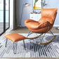 26.77" L x 37.40" W x 34.64" H Reclining Armless Lounge Chair with Sewn Pillow Back Orange Faux Leather Clearhalo 'Accent Chairs' 'accent_chairs' 'Chairs & Seating' 'furn' 'furn_accent_chairs' 'Furniture' 'furniture_accent_chairs' 'Living Room Furniture' 4970777