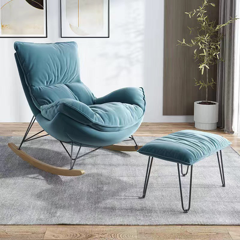 26.77" L x 37.40" W x 34.64" H Reclining Armless Lounge Chair with Sewn Pillow Back Lake Blue Suede Clearhalo 'Accent Chairs' 'accent_chairs' 'Chairs & Seating' 'furn' 'furn_accent_chairs' 'Furniture' 'furniture_accent_chairs' 'Living Room Furniture' 4970787