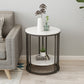 Round Marble Top End Table Modern Black/Golden Frame Base Storage Side Table Black Shelves Included Clearhalo 'Coffee & Accent Tables' 'End & Side Tables' 'end_side_table' 'Furniture' 'furniture_end_side_table' 'Living Room Furniture' 4970829