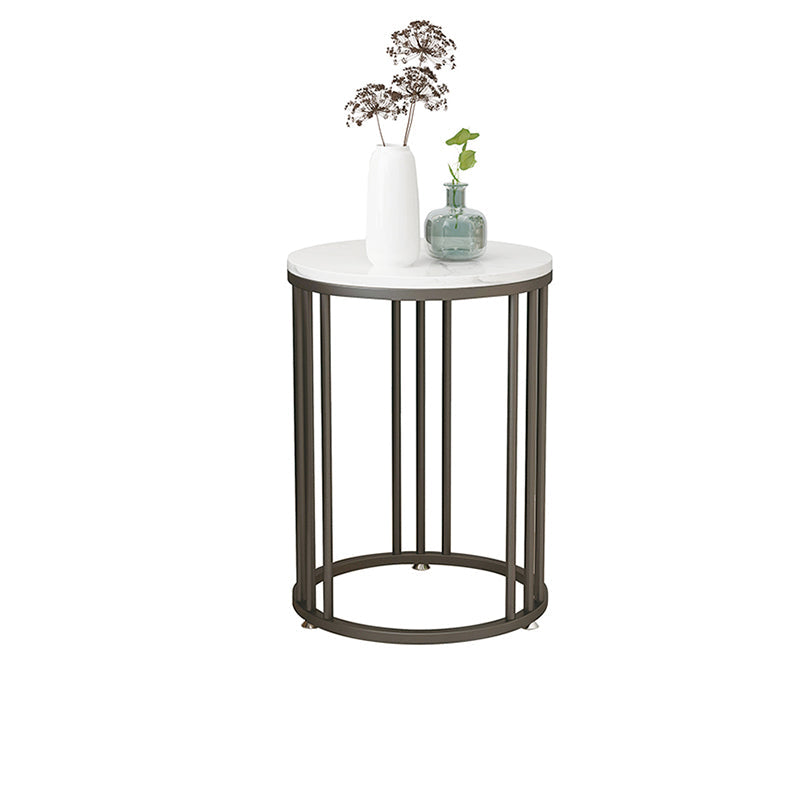 Round Marble Top End Table Modern Black/Golden Frame Base Storage Side Table 22"H x 16"L x 16"W Black Shelves Not Included Clearhalo 'Coffee & Accent Tables' 'End & Side Tables' 'end_side_table' 'Furniture' 'furniture_end_side_table' 'Living Room Furniture' 4970830