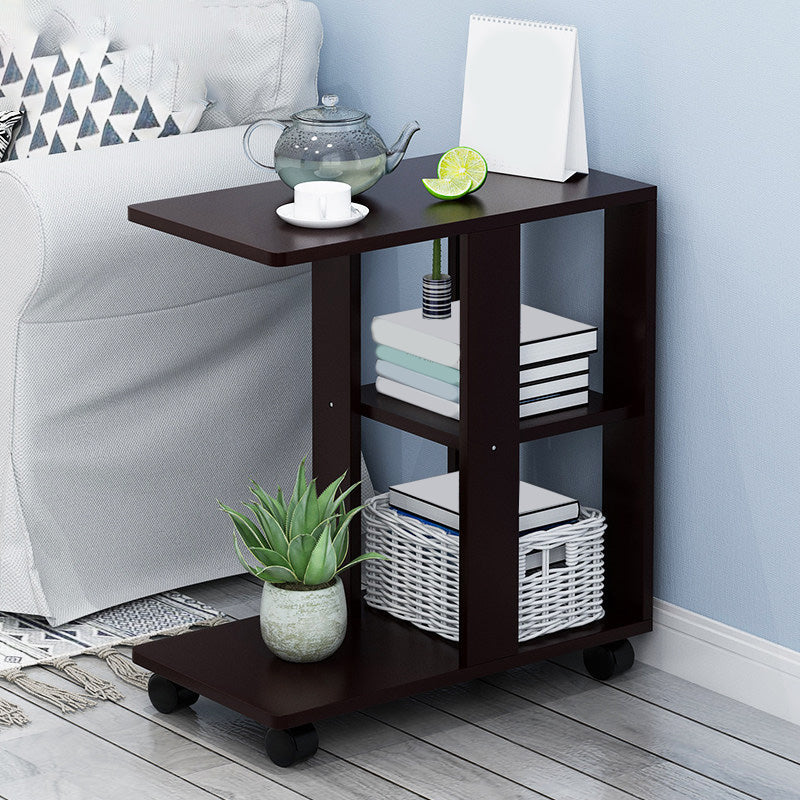 Wooden Craft Wood-based Panel with Wheel Base in Black/wood Color Side Table 24"L x 12"W x 26"H Black Square Clearhalo 'Coffee & Accent Tables' 'End & Side Tables' 'end_side_table' 'end_side_tables' 'furn' 'furn_end_side_tables' 'Furniture' 'furniture_end_side_table' 'Living Room Furniture' 4970843