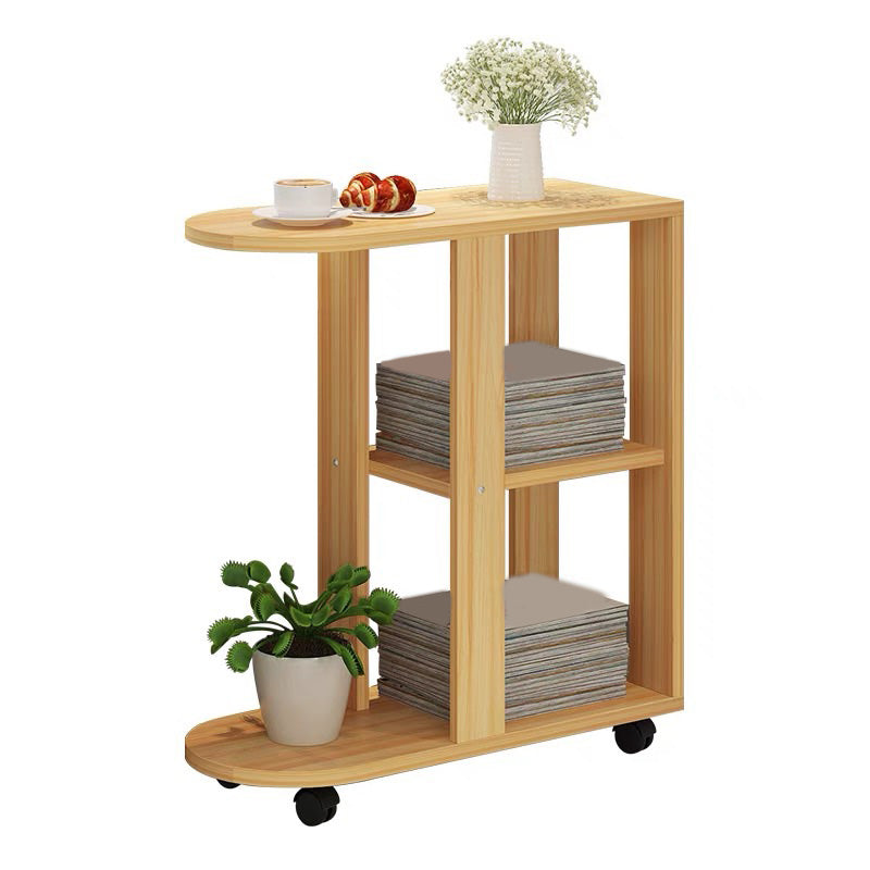 Wooden Craft Wood-based Panel with Wheel Base in Black/wood Color Side Table Clearhalo 'Coffee & Accent Tables' 'End & Side Tables' 'end_side_table' 'end_side_tables' 'furn' 'furn_end_side_tables' 'Furniture' 'furniture_end_side_table' 'Living Room Furniture' 4970847