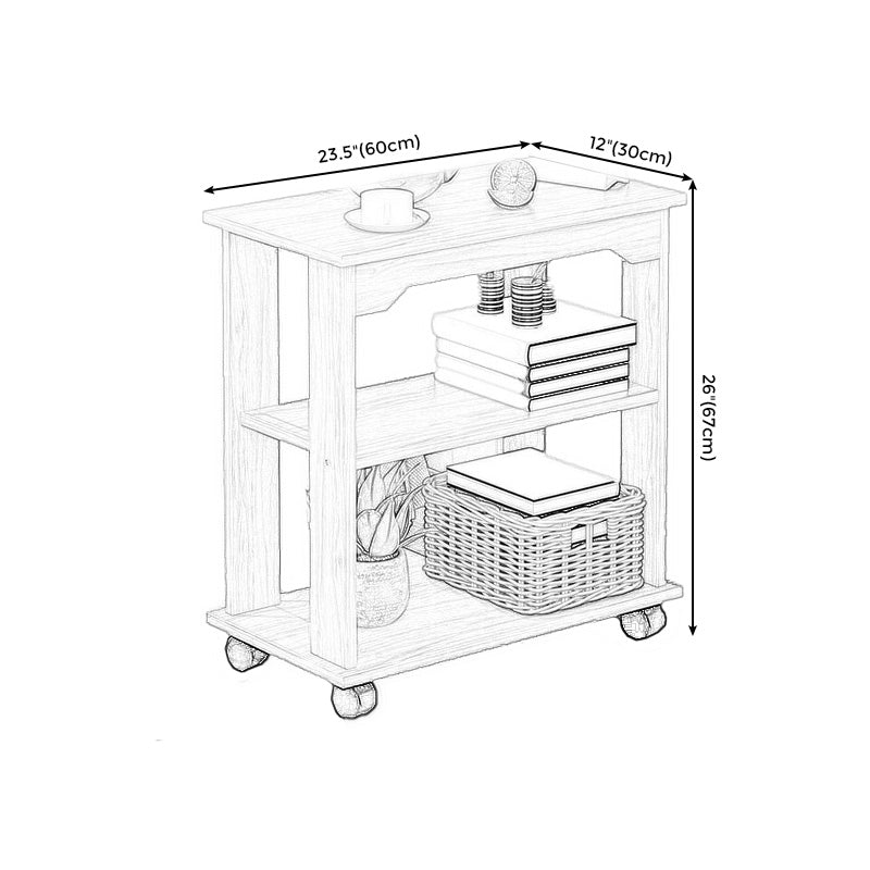 Wooden Craft Wood-based Panel with Wheel Base in Black/wood Color Side Table Clearhalo 'Coffee & Accent Tables' 'End & Side Tables' 'end_side_table' 'end_side_tables' 'furn' 'furn_end_side_tables' 'Furniture' 'furniture_end_side_table' 'Living Room Furniture' 4970856