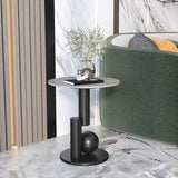 Modern Style Rock Slab Top with Black/gold Metal Work Base Side Table Clearhalo 'Coffee & Accent Tables' 'End & Side Tables' 'end_side_table' 'Furniture' 'furniture_end_side_table' 'Living Room Furniture' 4970868