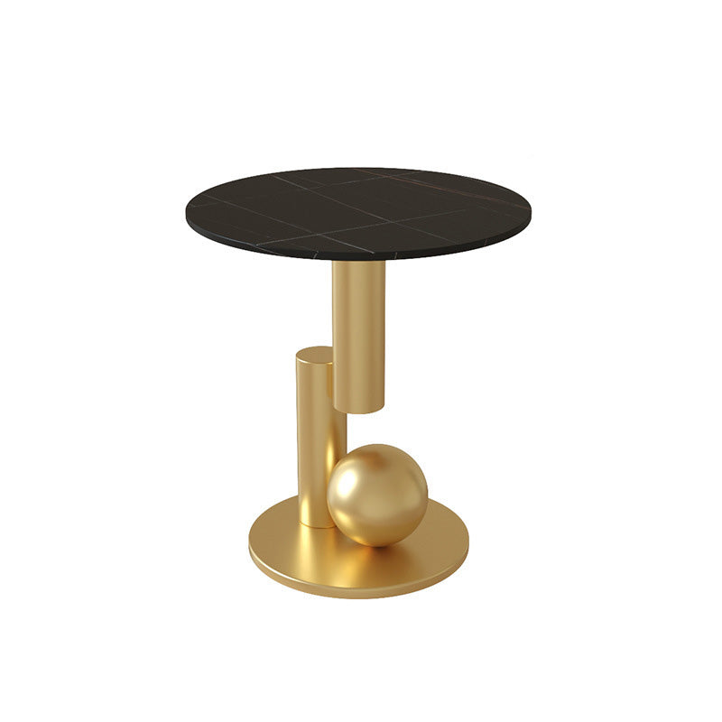 Modern Style Rock Slab Top with Black/gold Metal Work Base Side Table 22"H x 16"L x 16"W Gold Black Gold Clearhalo 'Coffee & Accent Tables' 'End & Side Tables' 'end_side_table' 'Furniture' 'furniture_end_side_table' 'Living Room Furniture' 4970879