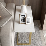 Rectangular Stone Top Corner Table Iron C Side Table 65L X 28W X 55H End Table Clearhalo 'Coffee & Accent Tables' 'End & Side Tables' 'end_side_table' 'end_side_tables' 'furn' 'furn_end_side_tables' 'Furniture' 'furniture_end_side_table' 'Living Room Furniture' 4970895