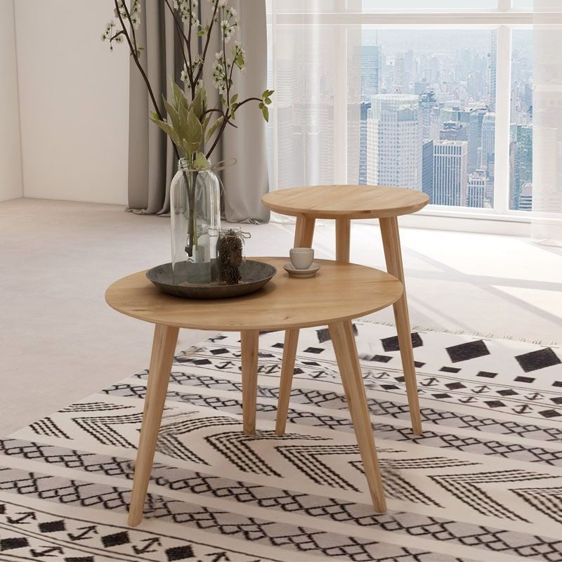 Solid Wood Nordic 3 Legs Side Table Natural/White Round End Table Clearhalo 'Coffee & Accent Tables' 'End & Side Tables' 'end_side_table' 'end_side_tables' 'furn' 'furn_end_side_tables' 'Furniture' 'furniture_end_side_table' 'Living Room Furniture' 4970917