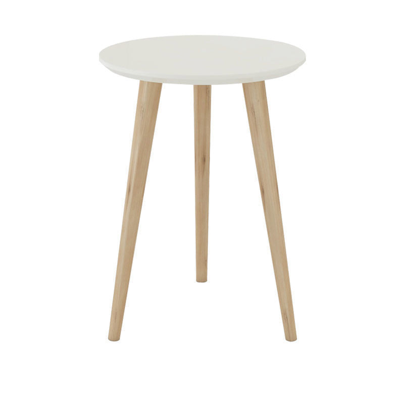 Solid Wood Nordic 3 Legs Side Table Natural/White Round End Table White Clearhalo 'Coffee & Accent Tables' 'End & Side Tables' 'end_side_table' 'end_side_tables' 'furn' 'furn_end_side_tables' 'Furniture' 'furniture_end_side_table' 'Living Room Furniture' 4970919