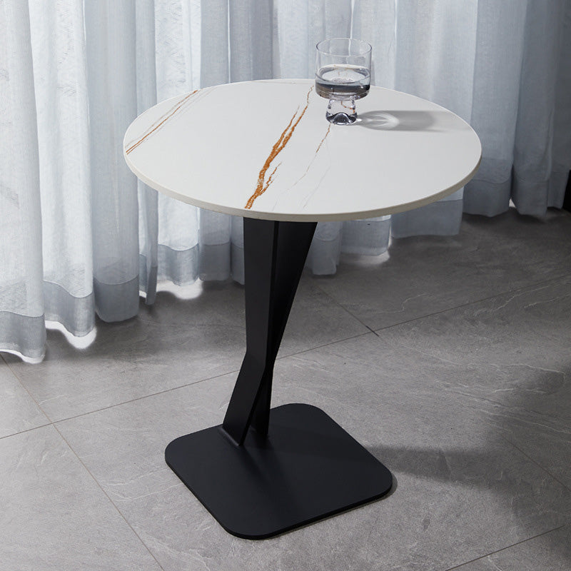 Marble Top End Table Mental Pedestal Sofa Side End Table for Living Room 16"L x 16"W x 20.5"H White Gold Clearhalo 'Coffee & Accent Tables' 'End & Side Tables' 'end_side_table' 'end_side_tables' 'furn' 'furn_end_side_tables' 'Furniture' 'furniture_end_side_table' 'Living Room Furniture' 4970946