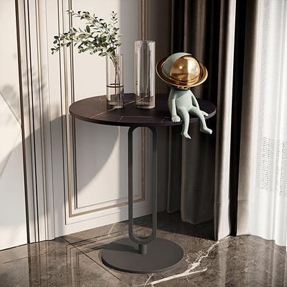 Modern Marble Top End Table Pedestal Round Sofa Side End Table for Living Room Black Black Gold Clearhalo 'Coffee & Accent Tables' 'End & Side Tables' 'end_side_table' 'end_side_tables' 'furn' 'furn_end_side_tables' 'Furniture' 'furniture_end_side_table' 'Living Room Furniture' 4970973