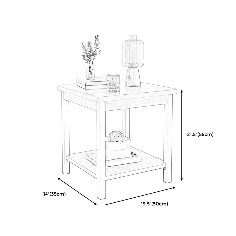 Scandinavian Wooden Geometric Side Table with Storage Shelf in Brown/Natural Clearhalo 'Coffee & Accent Tables' 'End & Side Tables' 'end_side_table' 'Furniture' 'furniture_end_side_table' 'Living Room Furniture' 4970988