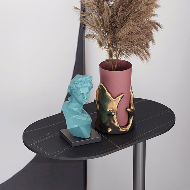 Mid-Century Modern Stone Top Side Table Elliptical Pedestal End Table Clearhalo 'Coffee & Accent Tables' 'End & Side Tables' 'end_side_table' 'Furniture' 'furniture_end_side_table' 'Living Room Furniture' 4971004