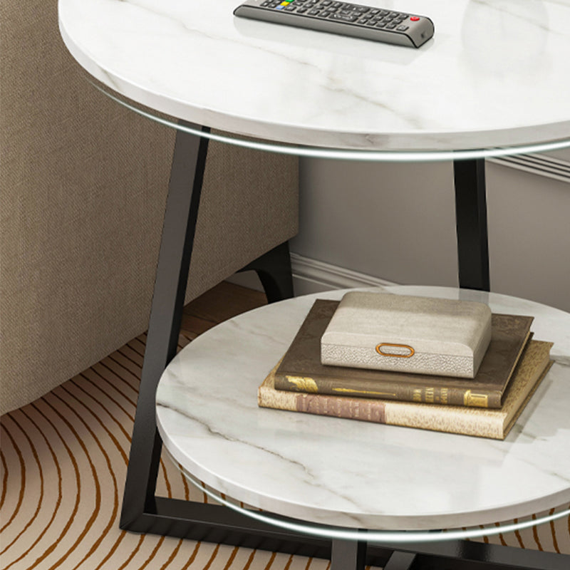 Round Modern Side End Table Frame Double Tier Sofa Side End Table with Shelf Clearhalo 'Coffee & Accent Tables' 'End & Side Tables' 'end_side_table' 'end_side_tables' 'furn' 'furn_end_side_tables' 'Furniture' 'furniture_end_side_table' 'Living Room Furniture' 4971018