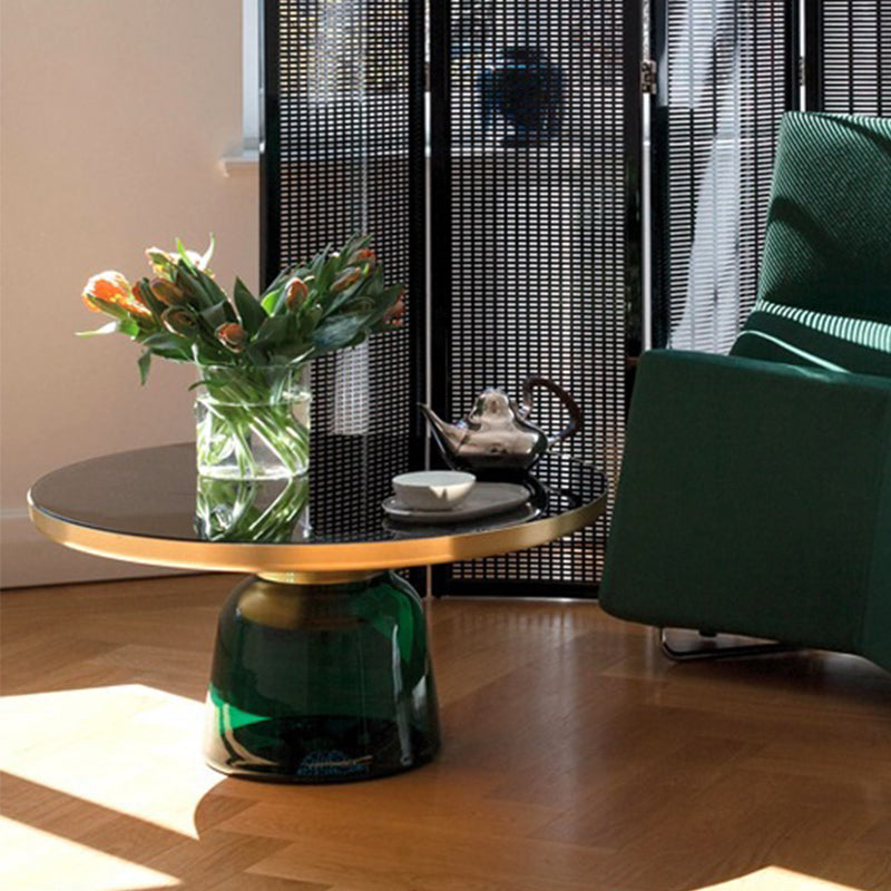 Contemporary Grey/Blue/Yellow/green/Purple Tempered Glass Round End Table 30"L x 30"W x 14"H Green Clearhalo 'Coffee & Accent Tables' 'End & Side Tables' 'end_side_table' 'end_side_tables' 'furn' 'furn_end_side_tables' 'Furniture' 'furniture_end_side_table' 'Living Room Furniture' 4971053