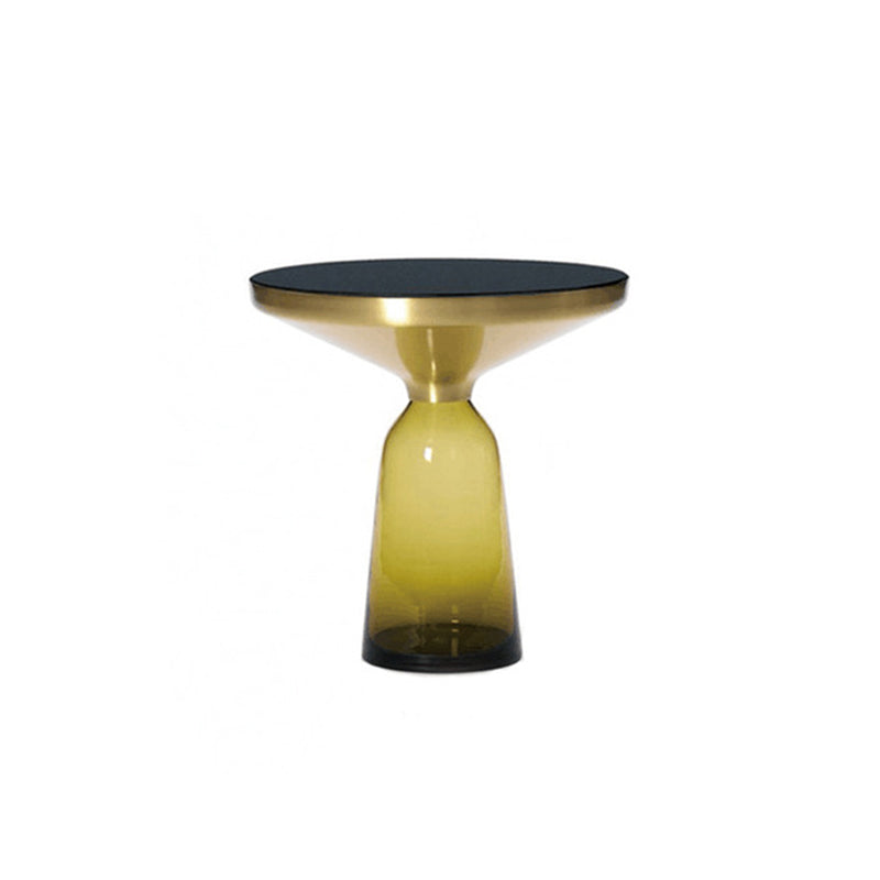 Contemporary Grey/Blue/Yellow/green/Purple Tempered Glass Round End Table 20"L x 20"W x 21"H Yellow Clearhalo 'Coffee & Accent Tables' 'End & Side Tables' 'end_side_table' 'end_side_tables' 'furn' 'furn_end_side_tables' 'Furniture' 'furniture_end_side_table' 'Living Room Furniture' 4971065
