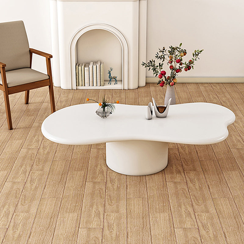 Modern Wood Pedestal Cocktail Table Free Form Coffee Table - White White Clearhalo 'Coffee & Accent Tables' 'Coffee Tables' 'coffee_tables' 'furn' 'furn_coffee_tables' 'Furniture' 'furniture_coffee_tables' 'Living Room Furniture' 4971091