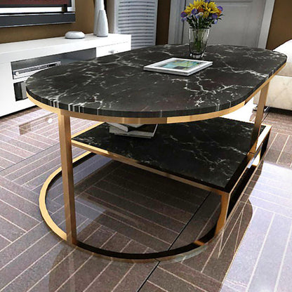 Contemporary Frame Cocktail Table Rectangular Coffee Table with Storage Black Clearhalo 'Coffee & Accent Tables' 'Coffee Tables' 'coffee_tables' 'furn' 'furn_coffee_tables' 'Furniture' 'furniture_coffee_tables' 'Living Room Furniture' 4971139