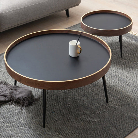 4 Legs Round Coffee Table Modern Wood Coffee Table in Brown/Black Clearhalo 'Coffee & Accent Tables' 'Coffee Tables' 'coffee_tables' 'furn' 'furn_coffee_tables' 'Furniture' 'furniture_coffee_tables' 'Living Room Furniture' 4971147