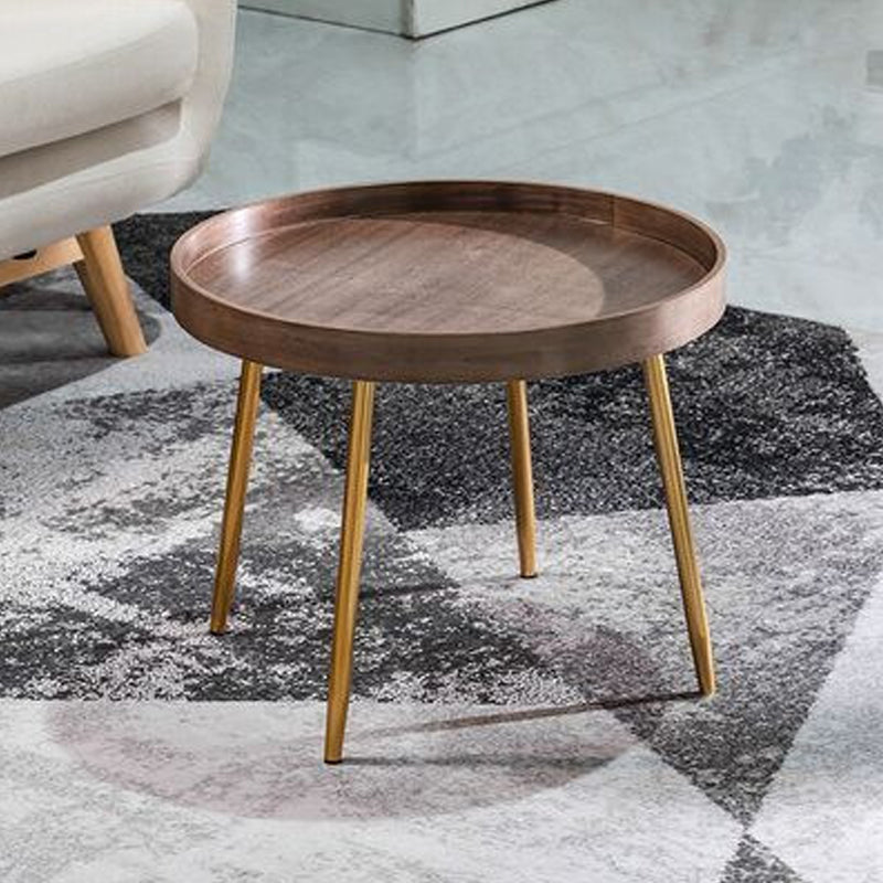 4 Legs Round Coffee Table Modern Wood Coffee Table in Brown/Black 20"L x 20"W x 16"H Walnut Clearhalo 'Coffee & Accent Tables' 'Coffee Tables' 'coffee_tables' 'furn' 'furn_coffee_tables' 'Furniture' 'furniture_coffee_tables' 'Living Room Furniture' 4971149