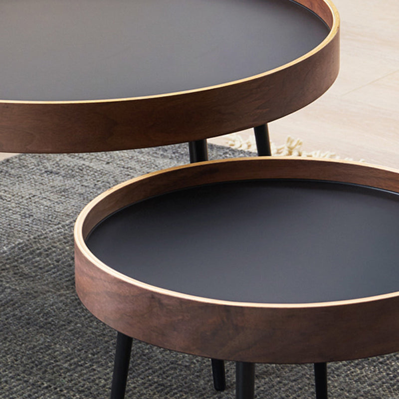 4 Legs Round Coffee Table Modern Wood Coffee Table in Brown/Black Clearhalo 'Coffee & Accent Tables' 'Coffee Tables' 'coffee_tables' 'furn' 'furn_coffee_tables' 'Furniture' 'furniture_coffee_tables' 'Living Room Furniture' 4971156
