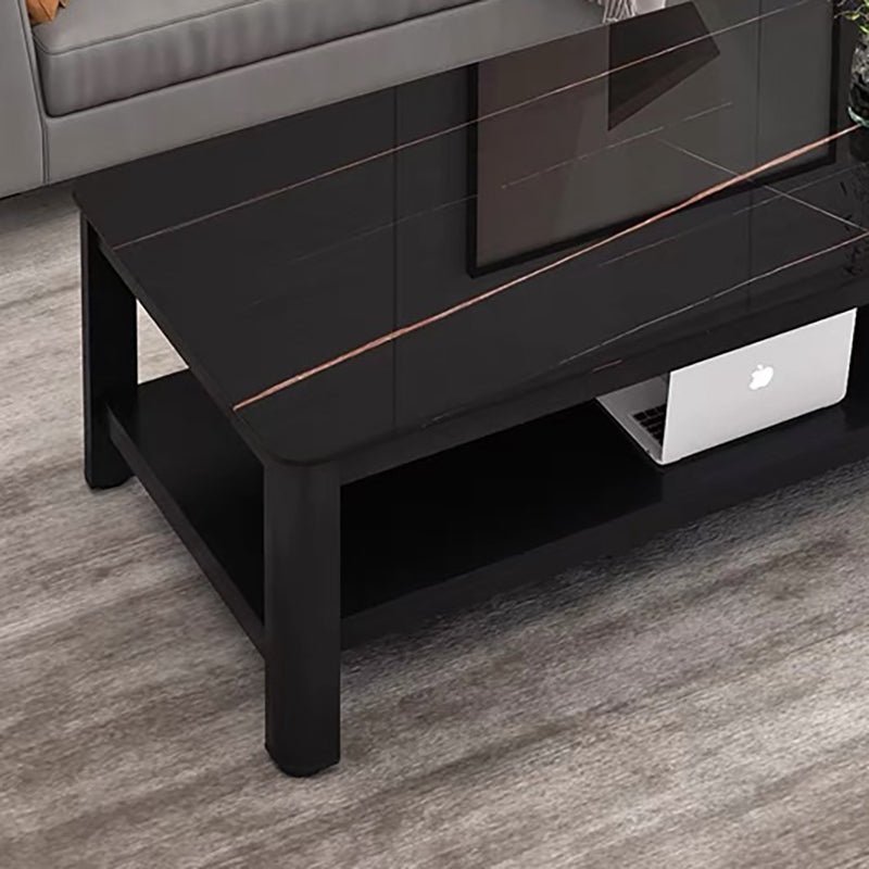 Modern Style White/Black/Grey Rock Rectangular Coffee Table with Slab Top Clearhalo 'Coffee & Accent Tables' 'Coffee Tables' 'coffee_tables' 'Furniture' 'furniture_coffee_tables' 'Living Room Furniture' 4971166