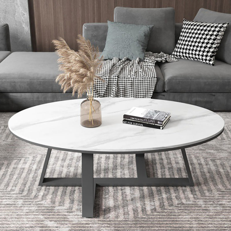 Modern Style Metal Base Material Grey/black/white Oval Coffee Table White Clearhalo 'Coffee & Accent Tables' 'Coffee Tables' 'coffee_tables' 'Furniture' 'furniture_coffee_tables' 'Living Room Furniture' 4971189