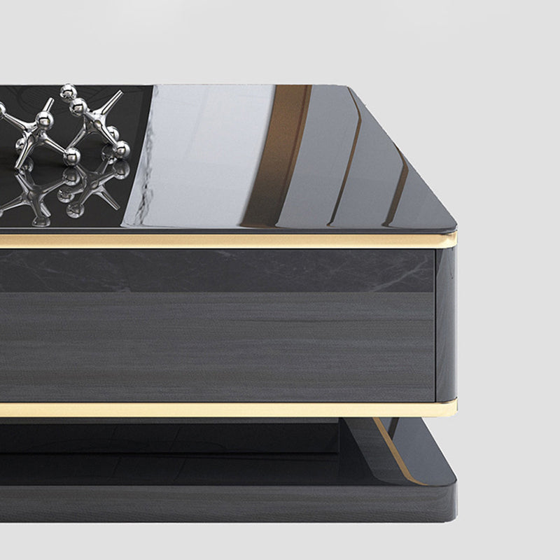 Modern Marble/Glass Block Coffee Table with Drawer Rectangular Cocktail Table Clearhalo 'Coffee & Accent Tables' 'Coffee Tables' 'coffee_tables' 'furn' 'furn_coffee_tables' 'Furniture' 'furniture_coffee_tables' 'Living Room Furniture' 4971203