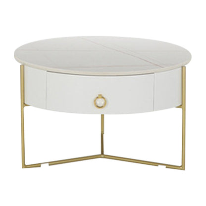 Glass and Slate Cross Legs Coffee Table Modern Round Table for Living Room 16"H x 24"L x 24"W Clearhalo 'Coffee & Accent Tables' 'Coffee Tables' 'coffee_tables' 'Furniture' 'furniture_coffee_tables' 'Living Room Furniture' 4971226