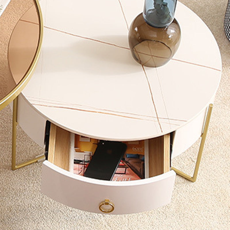 Glass and Slate Cross Legs Coffee Table Modern Round Table for Living Room Clearhalo 'Coffee & Accent Tables' 'Coffee Tables' 'coffee_tables' 'Furniture' 'furniture_coffee_tables' 'Living Room Furniture' 4971231
