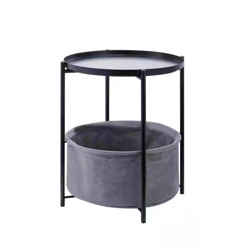 1 Single Modern Round Metal Coffee Table with Four Legs for Living Room Black Gray Storage Included Clearhalo 'Coffee & Accent Tables' 'Coffee Tables' 'coffee_tables' 'furn' 'furn_coffee_tables' 'Furniture' 'furniture_coffee_tables' 'Living Room Furniture' 4971287