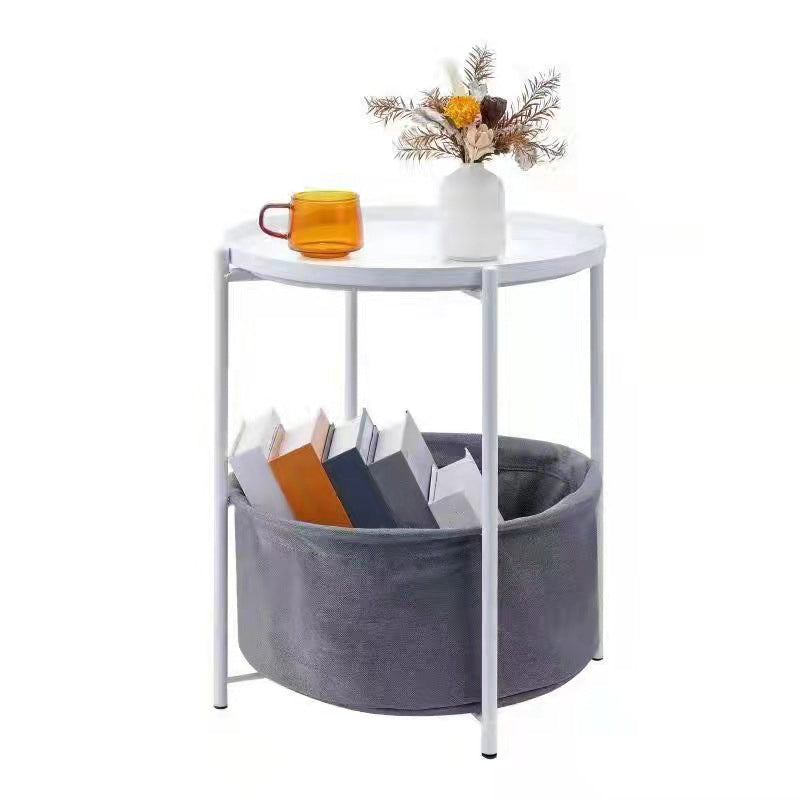 1 Single Modern Round Metal Coffee Table with Four Legs for Living Room White-Gray Storage Included Clearhalo 'Coffee & Accent Tables' 'Coffee Tables' 'coffee_tables' 'furn' 'furn_coffee_tables' 'Furniture' 'furniture_coffee_tables' 'Living Room Furniture' 4971288