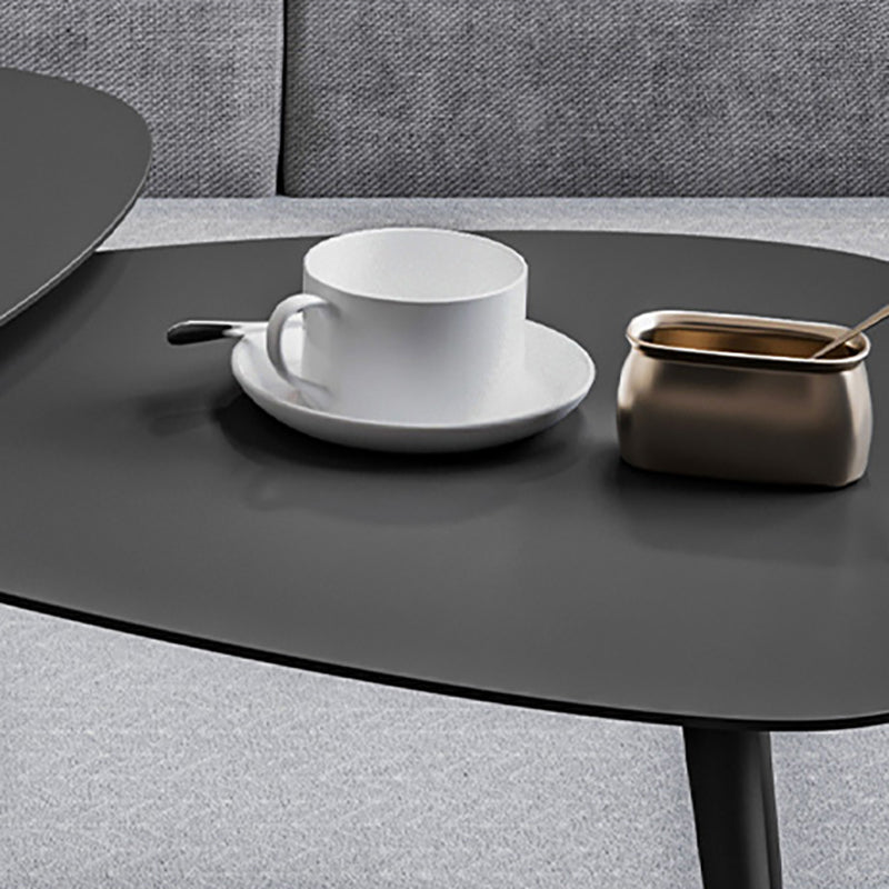 Modern Triangle Slate 3 Legs Coffee Table in Black and White Clearhalo 'Coffee & Accent Tables' 'Coffee Tables' 'coffee_tables' 'Furniture' 'furniture_coffee_tables' 'Living Room Furniture' 4971303