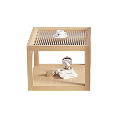 Frame Base Coffee Table Square Natural Wood Cocktail Table with Drawer Wood 20"L x 20"W x 16"H Drawers Not Included Clearhalo 'Coffee & Accent Tables' 'Coffee Tables' 'coffee_tables' 'furn' 'furn_coffee_tables' 'Furniture' 'furniture_coffee_tables' 'Living Room Furniture' 4971311