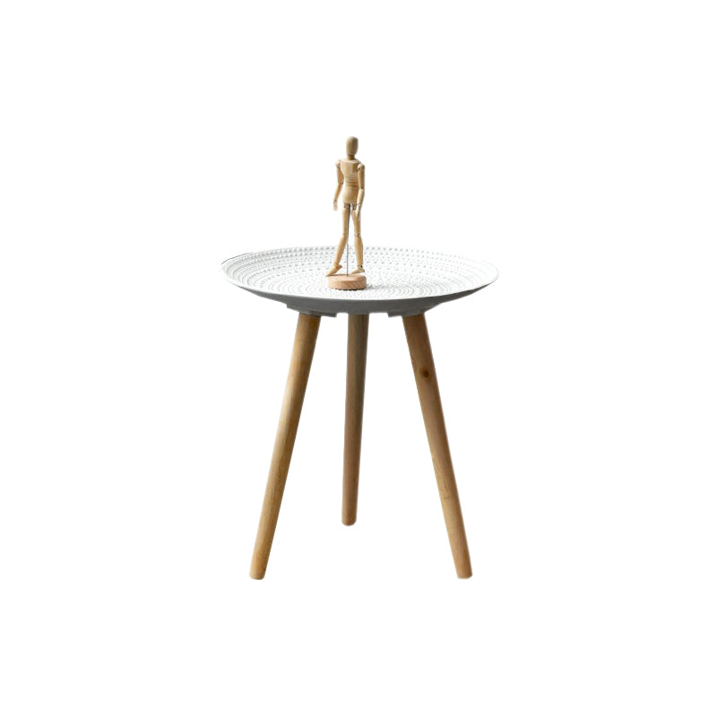 Modern White Wooden Coffee Table Round Coffee Table with Three Legs 18"L x 18"W x 16"H Beige Clearhalo 'Coffee & Accent Tables' 'Coffee Tables' 'coffee_tables' 'furn' 'furn_coffee_tables' 'Furniture' 'furniture_coffee_tables' 'Living Room Furniture' 4971335