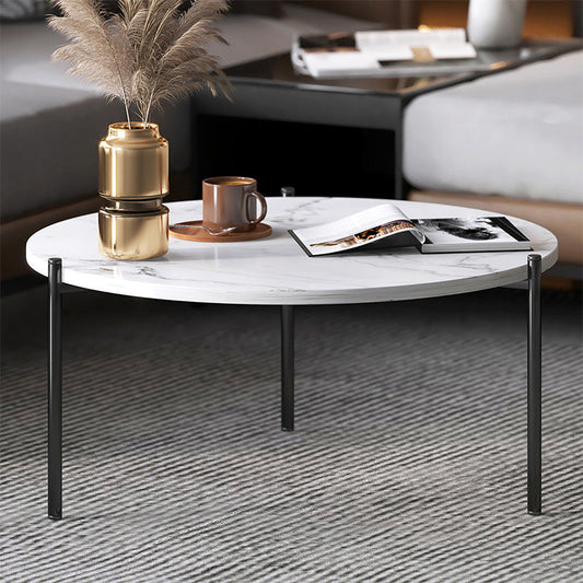 Round Coffee Table Contemporary 3 Legs Cocktail Table for Home Clearhalo 'Coffee & Accent Tables' 'Coffee Tables' 'coffee_tables' 'furn' 'furn_coffee_tables' 'Furniture' 'furniture_coffee_tables' 'Living Room Furniture' 4971346