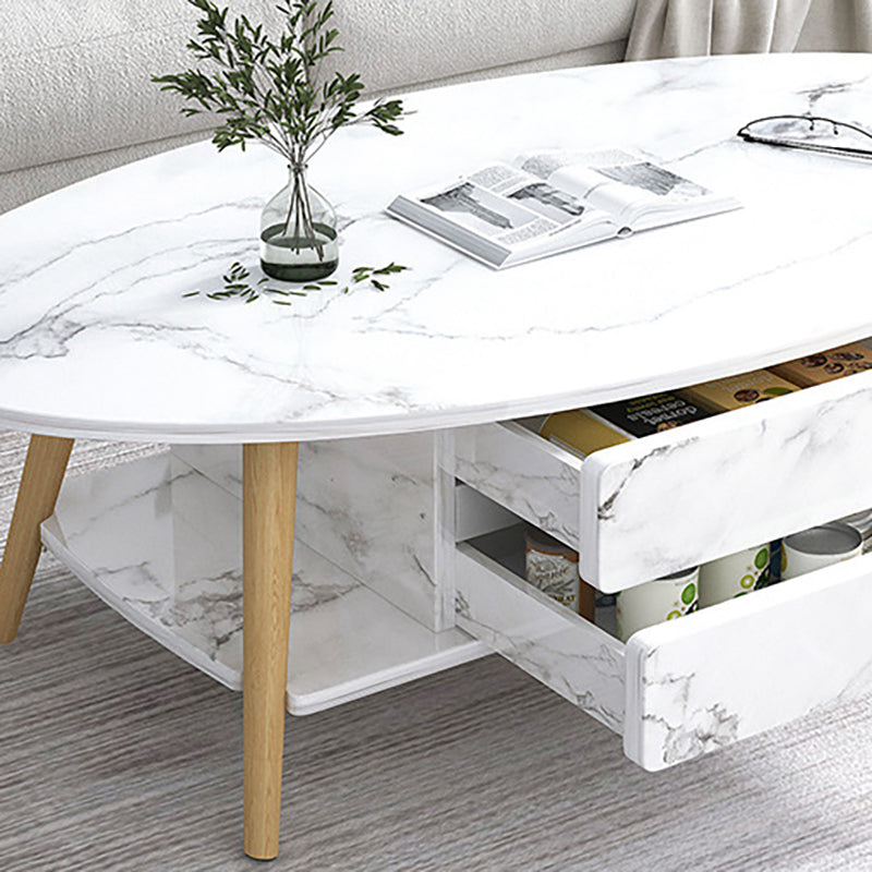 Modern Coffee Table Wooden 3 Legs Cocktail Table with Drawer Clearhalo 'Coffee & Accent Tables' 'Coffee Tables' 'coffee_tables' 'furn' 'furn_coffee_tables' 'Furniture' 'furniture_coffee_tables' 'Living Room Furniture' 4971375