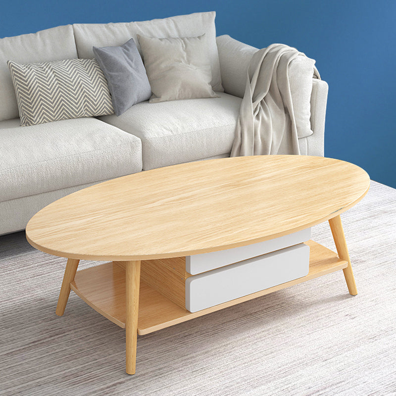 Modern Coffee Table Wooden 3 Legs Cocktail Table with Drawer Clearhalo 'Coffee & Accent Tables' 'Coffee Tables' 'coffee_tables' 'furn' 'furn_coffee_tables' 'Furniture' 'furniture_coffee_tables' 'Living Room Furniture' 4971380