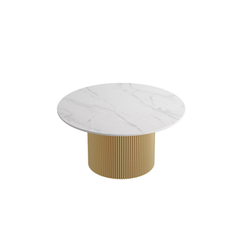 Round White Slate Coffee Table Pedestal 2 Nesting Coffee Table Set Gold White Clearhalo 'Coffee & Accent Tables' 'Coffee Tables' 'coffee_tables' 'furn' 'furn_coffee_tables' 'Furniture' 'furniture_coffee_tables' 'Living Room Furniture' 4971459