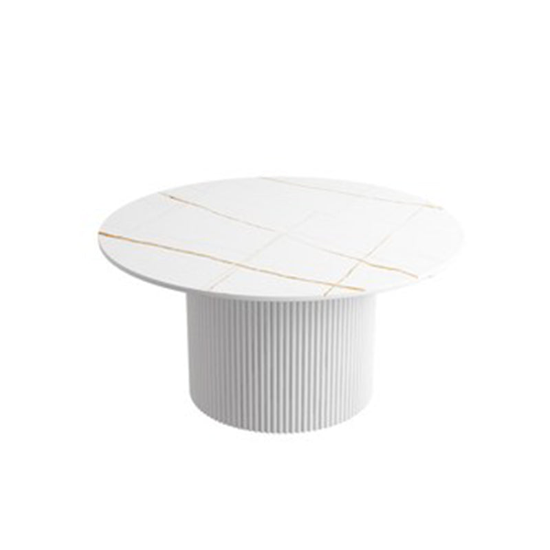 Round White Slate Coffee Table Pedestal 2 Nesting Coffee Table Set White Beige Clearhalo 'Coffee & Accent Tables' 'Coffee Tables' 'coffee_tables' 'furn' 'furn_coffee_tables' 'Furniture' 'furniture_coffee_tables' 'Living Room Furniture' 4971460