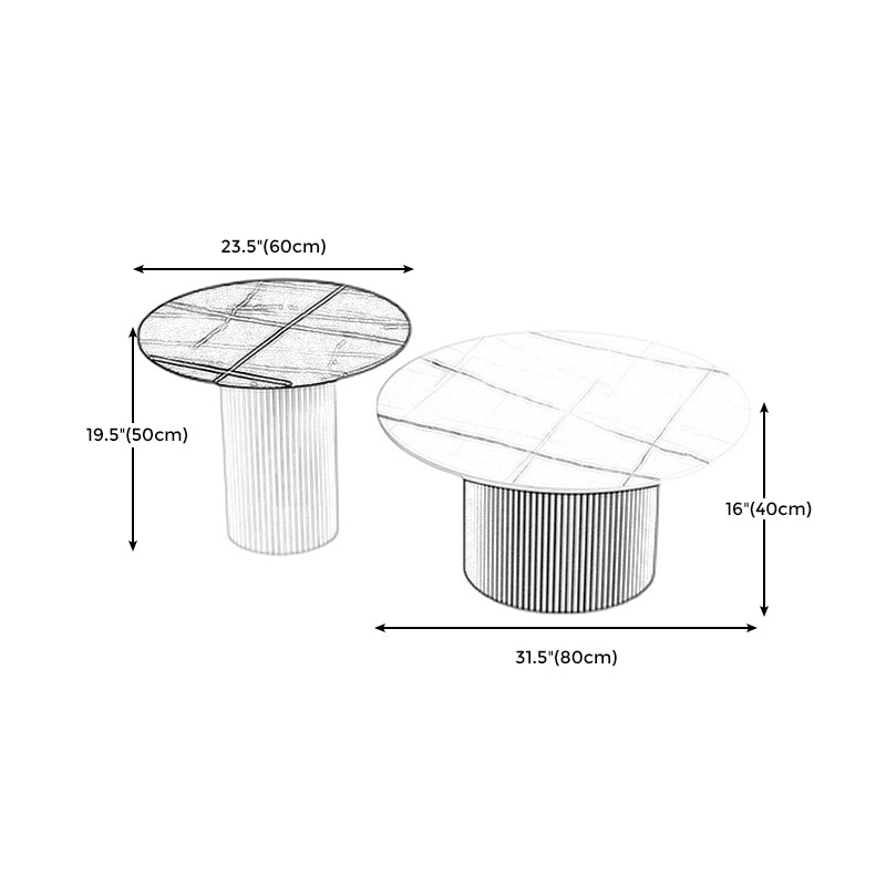 Round White Slate Coffee Table Pedestal 2 Nesting Coffee Table Set Clearhalo 'Coffee & Accent Tables' 'Coffee Tables' 'coffee_tables' 'furn' 'furn_coffee_tables' 'Furniture' 'furniture_coffee_tables' 'Living Room Furniture' 4971464