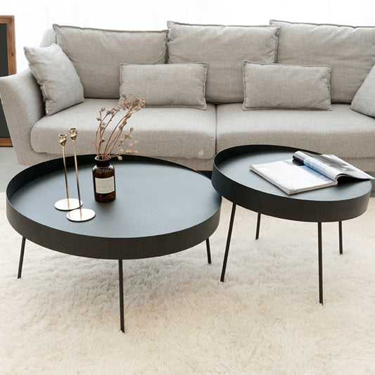 Round with Metal Accents Coffee Table Modern 4 Legs Cocktail Table Clearhalo 'Coffee & Accent Tables' 'Coffee Tables' 'coffee_tables' 'furn' 'furn_coffee_tables' 'Furniture' 'furniture_coffee_tables' 'Living Room Furniture' 4971519