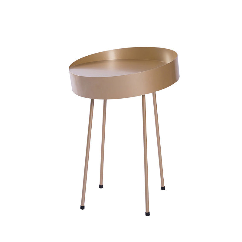 Round with Metal Accents Coffee Table Modern 4 Legs Cocktail Table 16"L x 16"W x 23"H Gold Clearhalo 'Coffee & Accent Tables' 'Coffee Tables' 'coffee_tables' 'furn' 'furn_coffee_tables' 'Furniture' 'furniture_coffee_tables' 'Living Room Furniture' 4971539