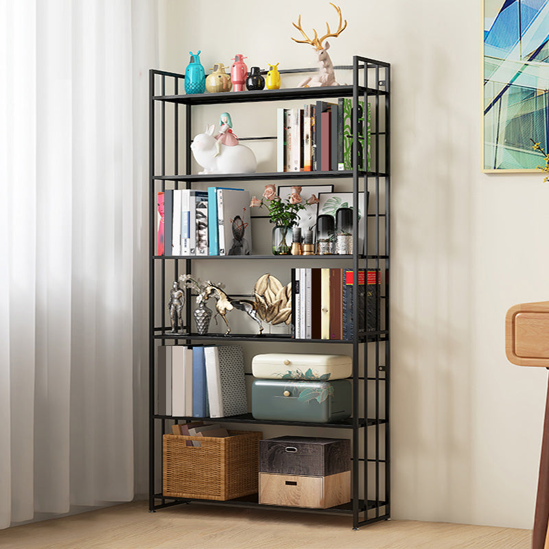 9.84"W Bookshelf Contemporary Style Open Back Bookcase for Home Office 27.6"L x 9.8"W x 70.1"H Black Clearhalo 'Bookcases' 'furn' 'furn_bookcases' 'Furniture' 'furniture_bookcases' 'Office Furniture' 4971670