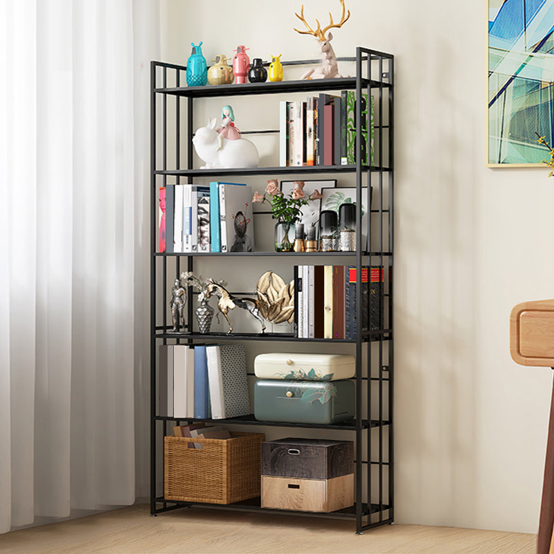 9.84"W Bookshelf Contemporary Style Open Back Bookcase for Home Office 23.6"L x 9.8"W x 70.1"H Black Clearhalo 'Bookcases' 'furn' 'furn_bookcases' 'Furniture' 'furniture_bookcases' 'Office Furniture' 4971673