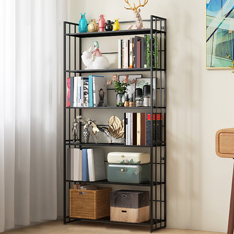 9.84"W Bookshelf Contemporary Style Open Back Bookcase for Home Office 19.7"L x 9.8"W x 70.1"H Black Clearhalo 'Bookcases' 'furn' 'furn_bookcases' 'Furniture' 'furniture_bookcases' 'Office Furniture' 4971675