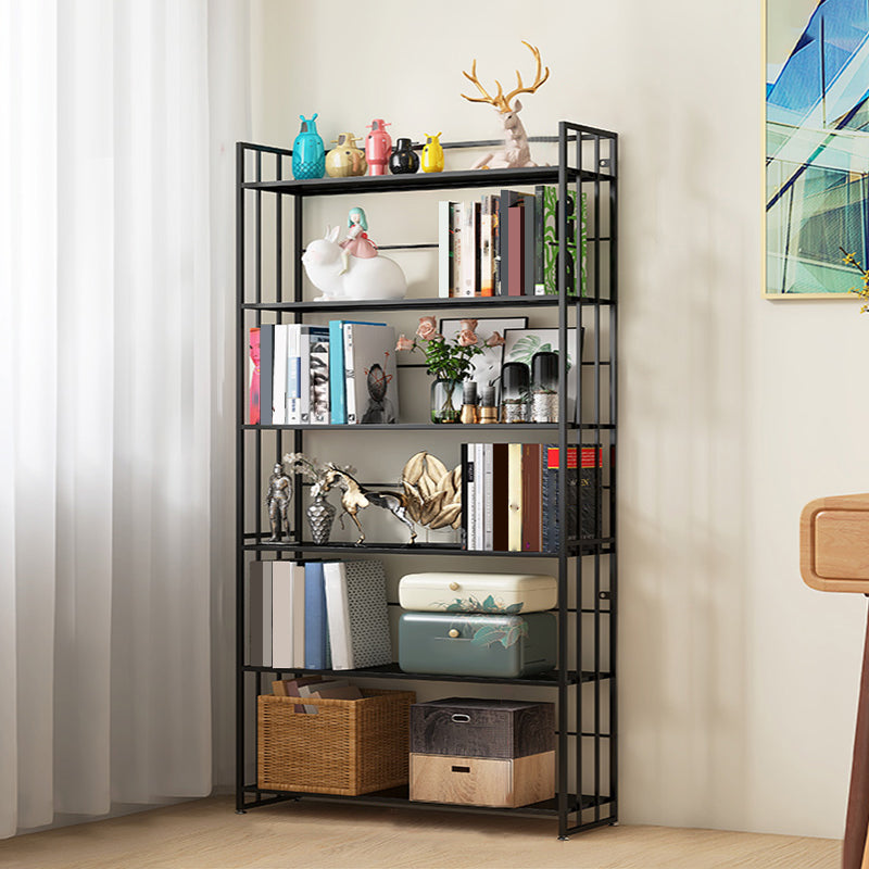 9.84"W Bookshelf Contemporary Style Open Back Bookcase for Home Office 31.5"L x 9.8"W x 70.1"H Black Clearhalo 'Bookcases' 'furn' 'furn_bookcases' 'Furniture' 'furniture_bookcases' 'Office Furniture' 4971677